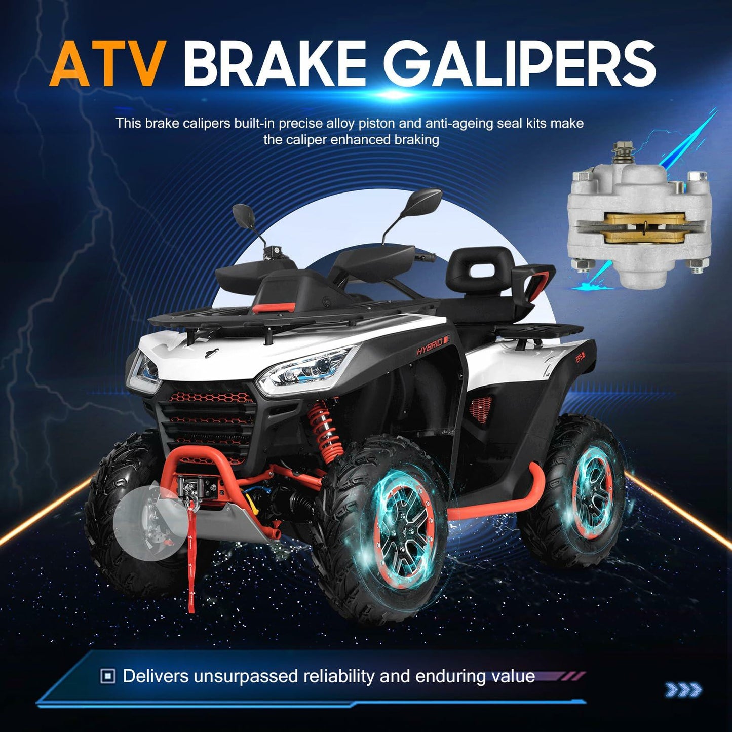 Polaris Rear Brake Caliper Assembly w/Pads for Magnum Scrambler Trail Blazer