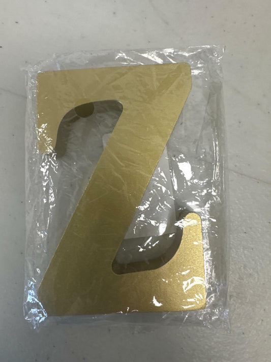 DEEZOMO 4 Inch 3D Golden Wooden Letter Z Unfinished Wood Craft Decor