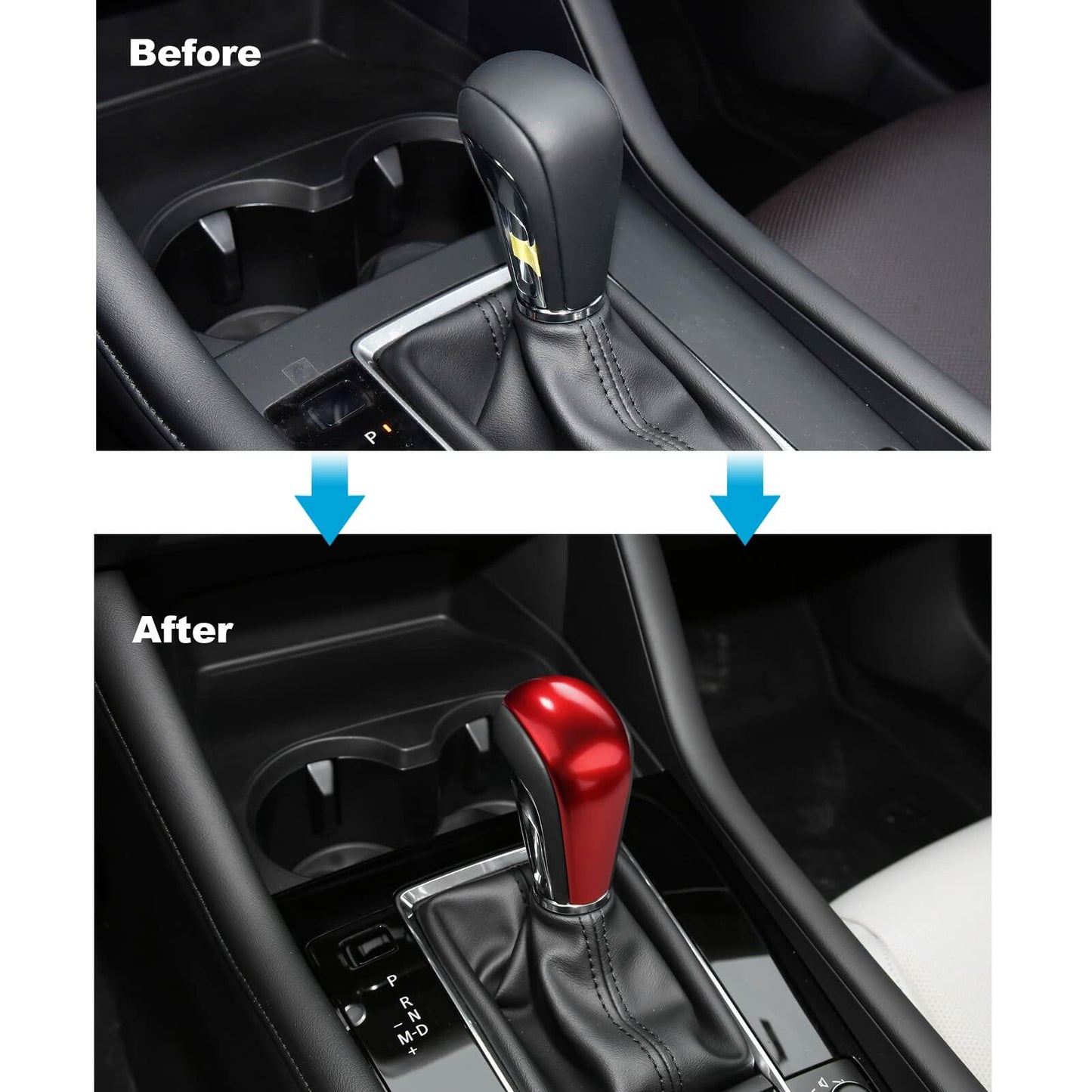 ANFOKAS Mazda 3 CX-30 CX-50 Gear Shift Knob Cover Trim Red