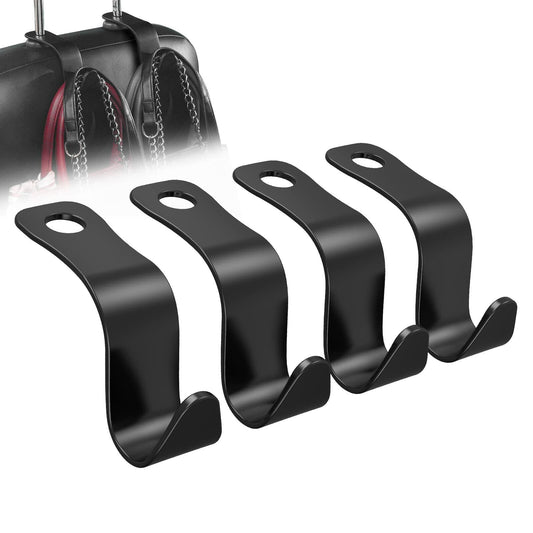 Flymic Car Seat Headrest Hooks 4 Pack Universal Black Durable Organizer