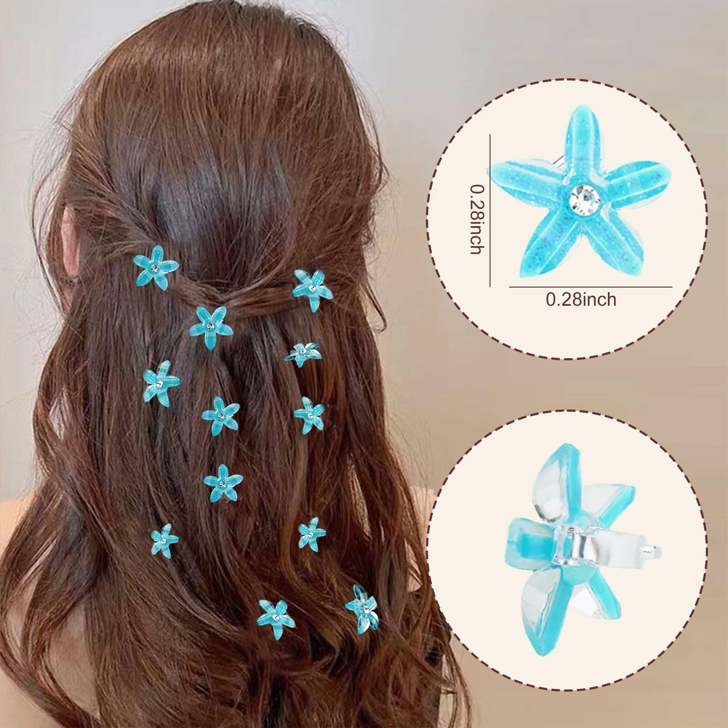 CUBACO 30pcs Mini Rhinestone Hair Clips Crystal Bridal Flower Clips