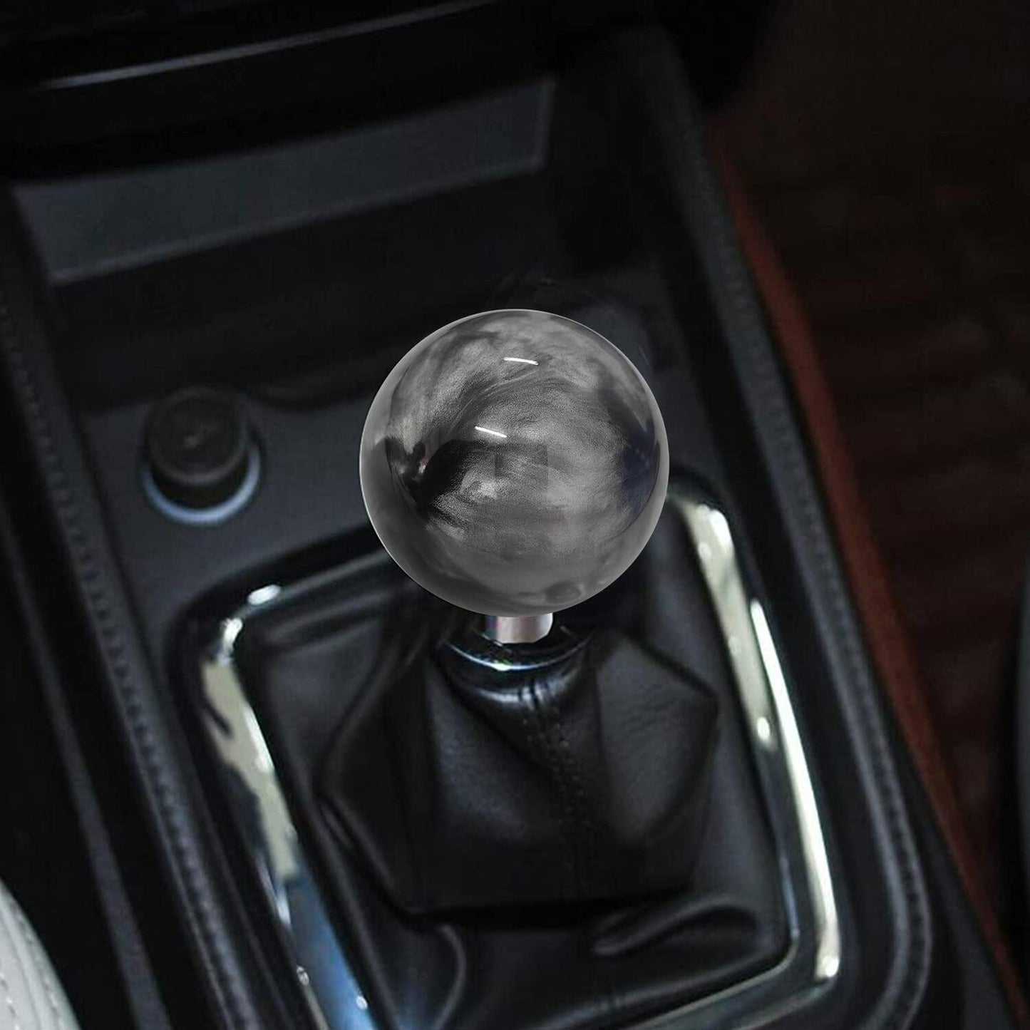 ATNVIDSG Marble Style Round Manual Shift Knob Universal Grey with 3 Adapters