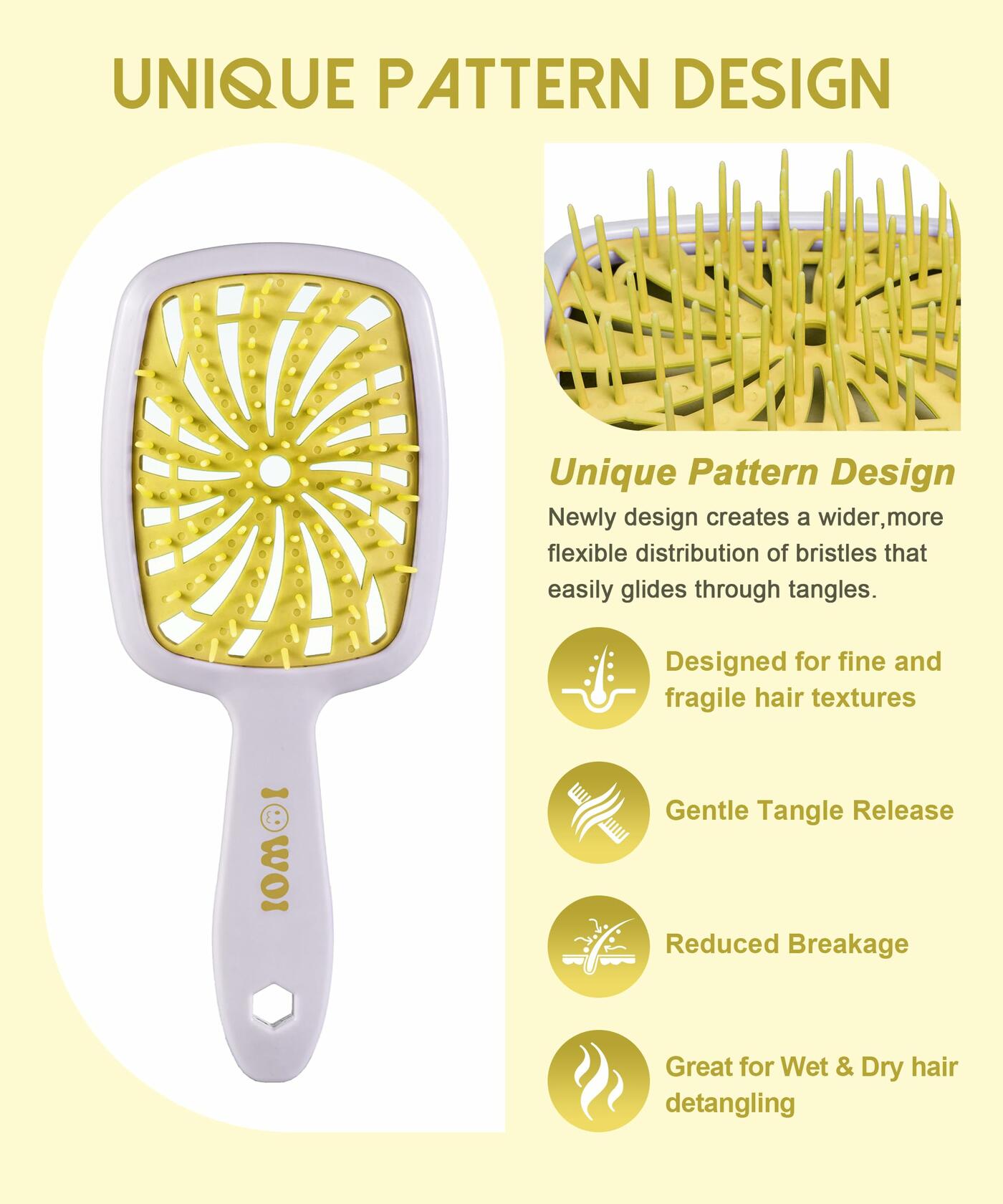 Detangler Brush Anti-Breakage Vented Bristle Mini Travel Lemon Hair Care