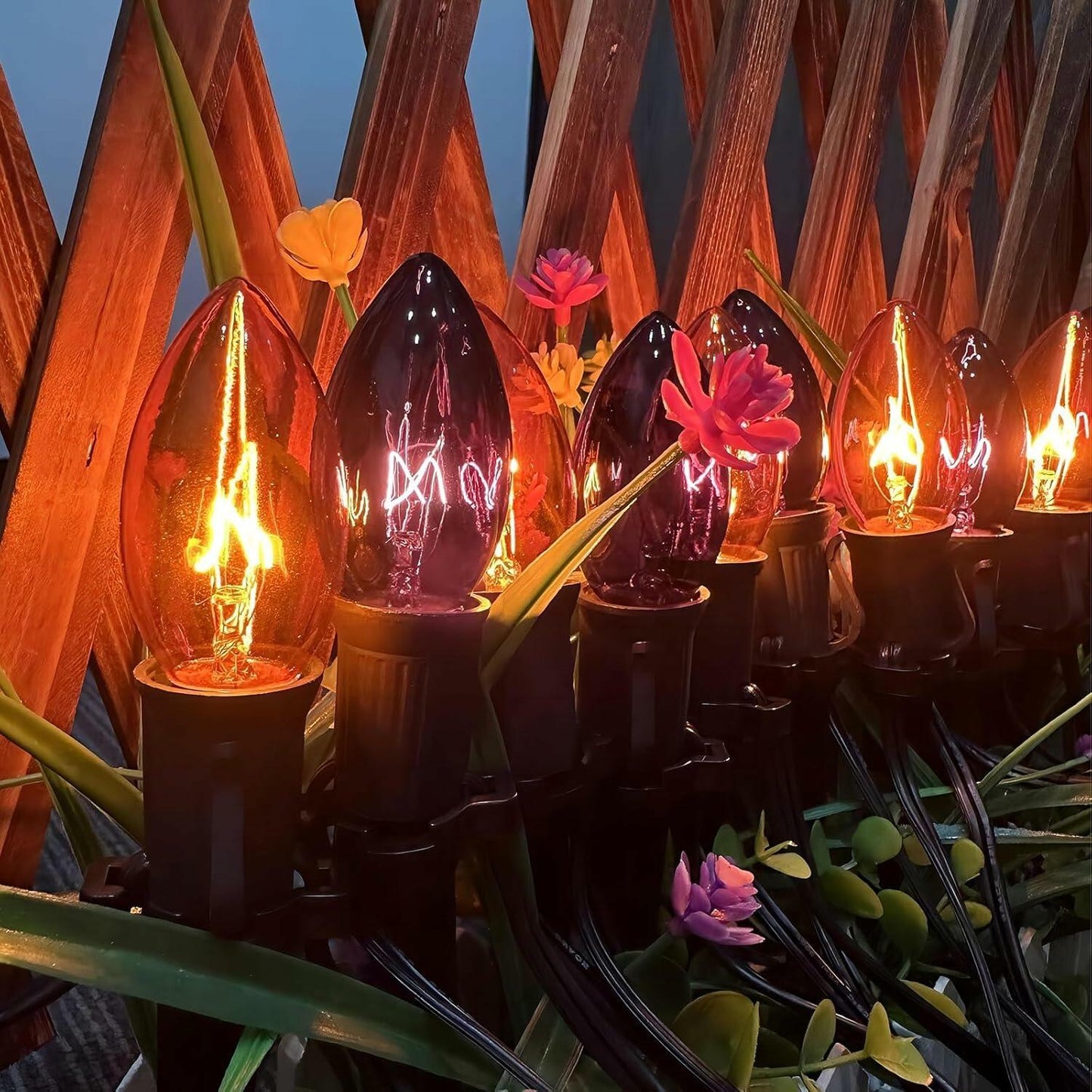SUNSGNE C9 Halloween Pathway Stake Lights Orange Black Set of 10