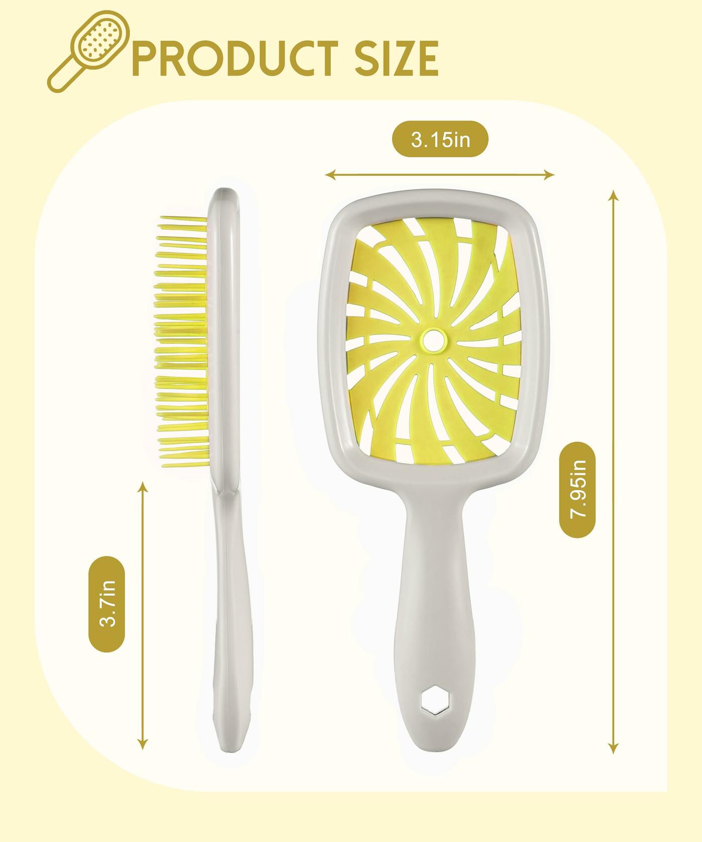 Detangler Brush Anti-Breakage Vented Bristle Mini Travel Lemon Hair Care