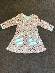 Adorable Girls Toddler Long Sleeve Cotton Dress Cartoon Bird 6T