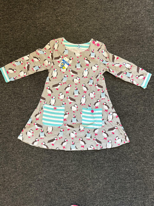Adorable Girls Toddler Long Sleeve Cotton Dress Cartoon Bird 6T