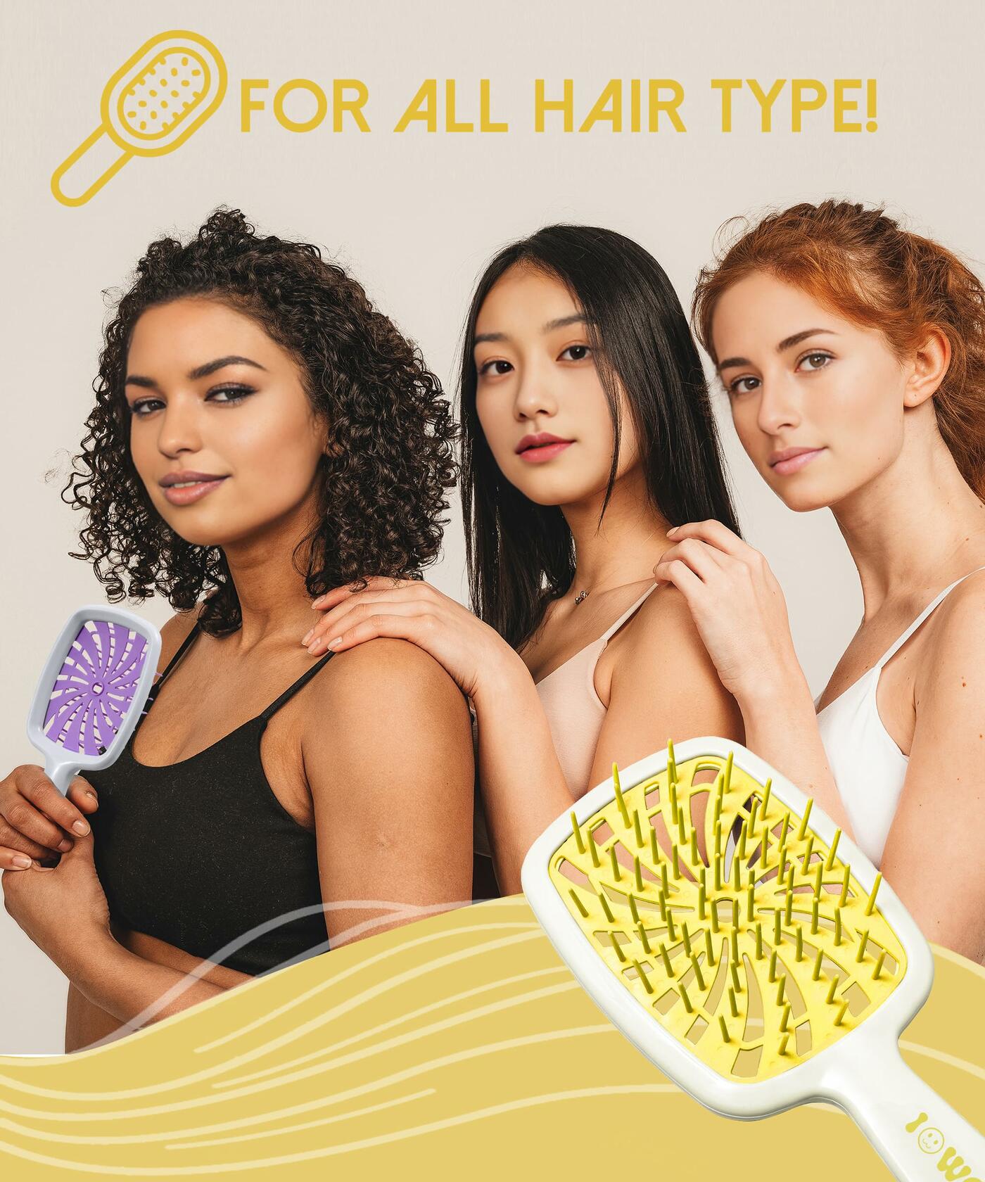 Detangler Brush Anti-Breakage Vented Bristle Mini Travel Lemon Hair Care