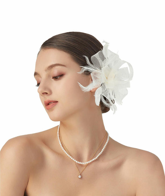 globazoe Fascinator Derby Hat Women Vintage Headband Hair Accessory Beige