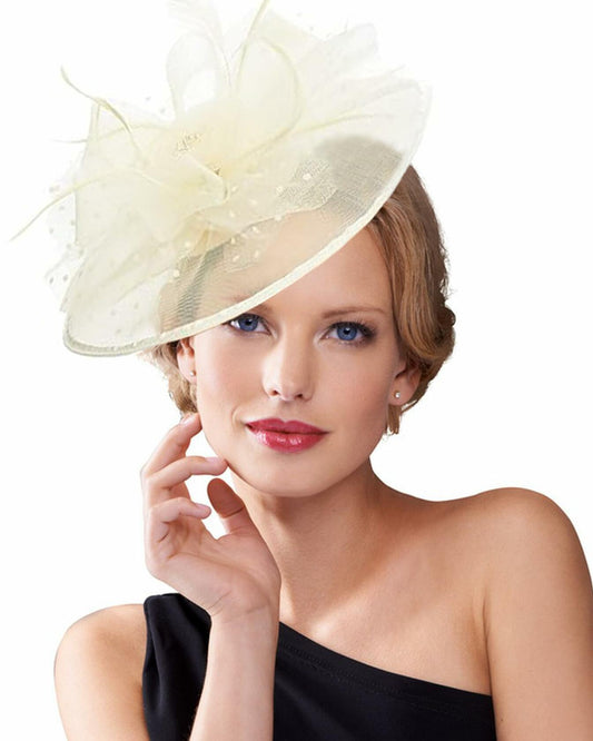 Dodheah Fascinators Hat Women Tea Party Derby Wedding Beige Headband Clip