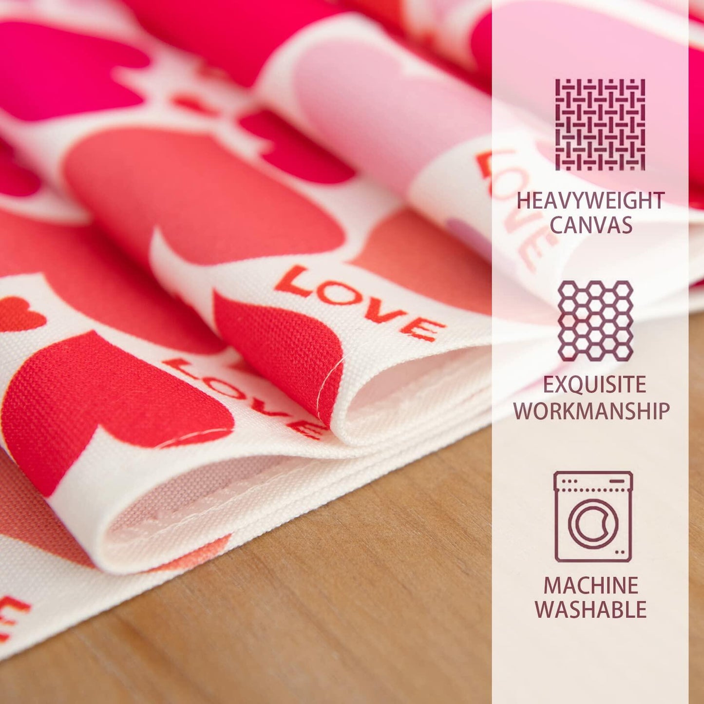 Joyfol Day Valentine's Red Love Heart Table Runner 13x72 Inches