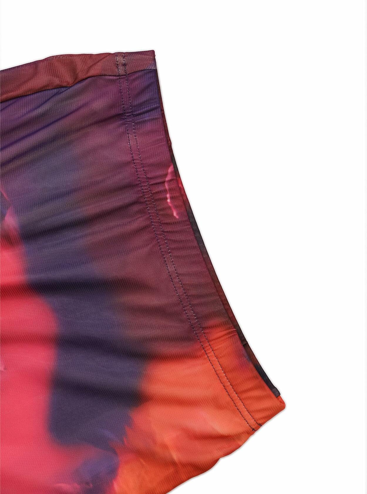 Avanova Women Tie Dye Mesh Ruffle Mermaid Midi Skirt Purple Size M