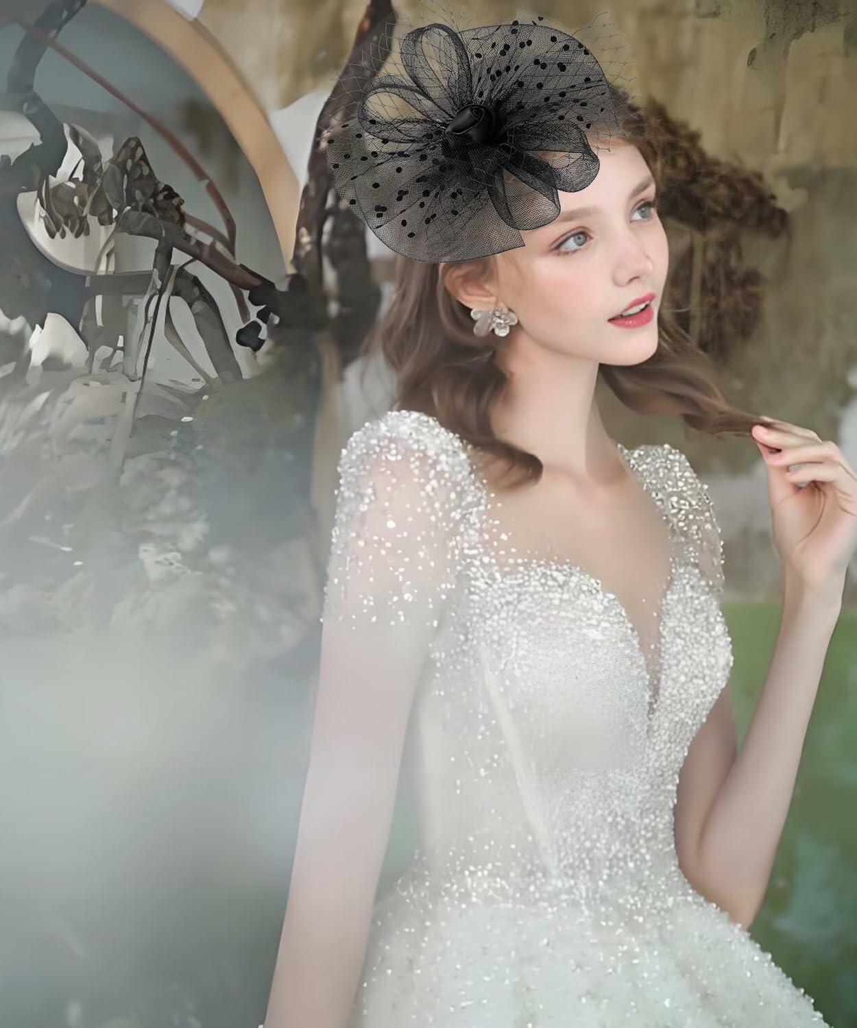 Unpifolov Fascinators Feather Headband Wedding Tea Party Black