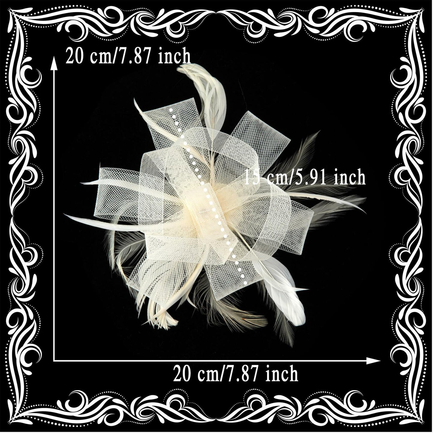 globazoe Fascinator Derby Hat Women Vintage Headband Hair Accessory Beige