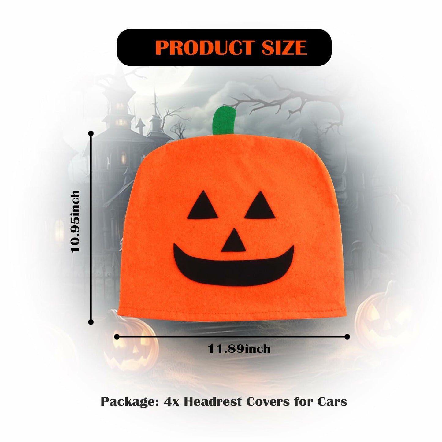 IHOTDER Halloween Pumpkin Car Headrest Covers Universal 4PCS Breathable