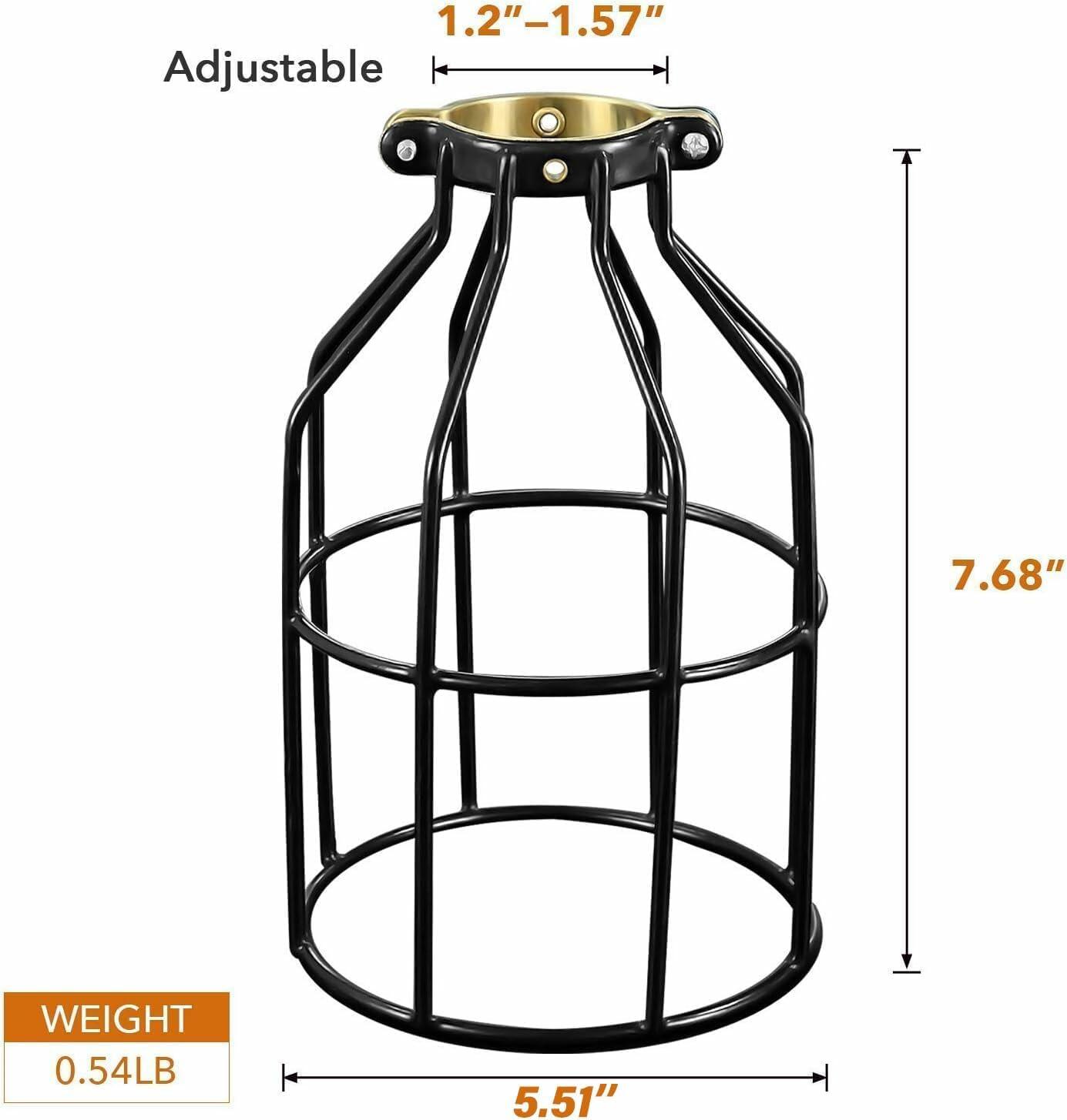 Metal Industrial Adjustable Clamp Lamp Cage Pendant Light Shade Black 1 Pack