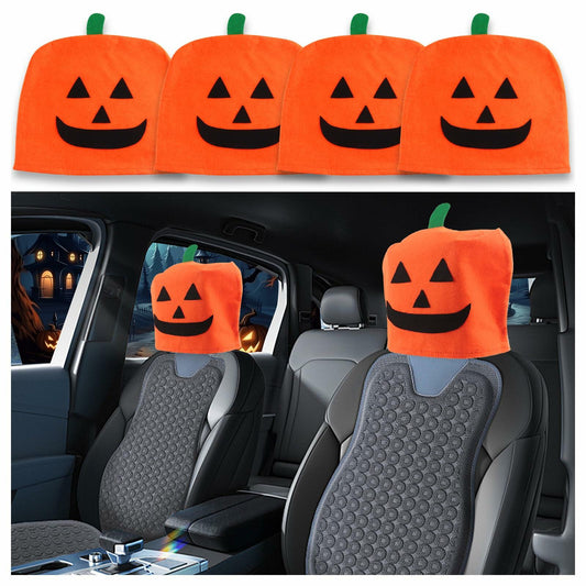 IHOTDER Halloween Pumpkin Car Headrest Covers Universal 4PCS Breathable