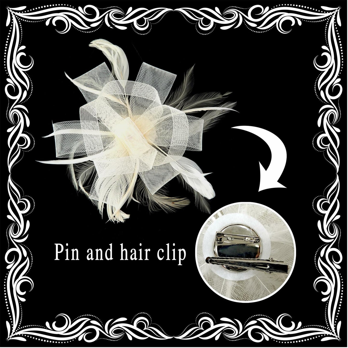 globazoe Fascinator Derby Hat Women Vintage Headband Hair Accessory Beige