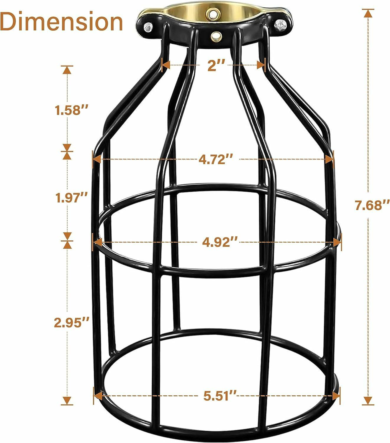 Metal Industrial Adjustable Clamp Lamp Cage Pendant Light Shade Black 1 Pack