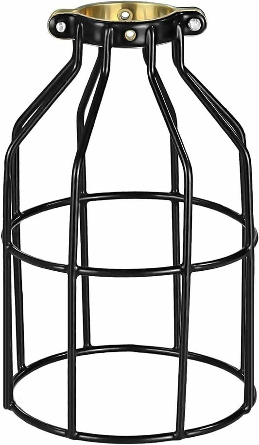 Metal Industrial Adjustable Clamp Lamp Cage Pendant Light Shade Black 1 Pack