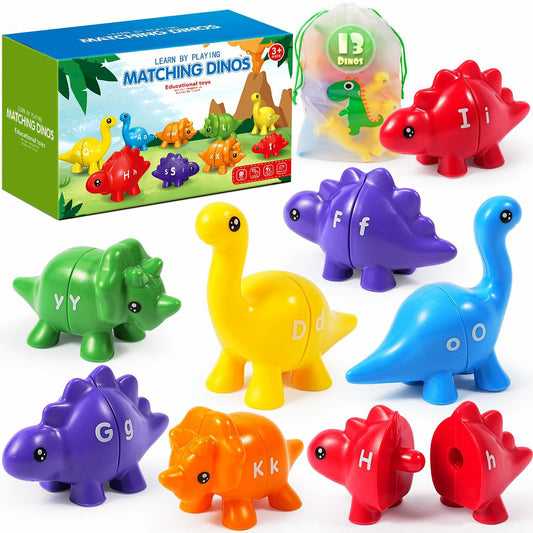 52 PCS Double-Sided ABC Alphabet Dinosaur Toy Montessori Colors Matching Game