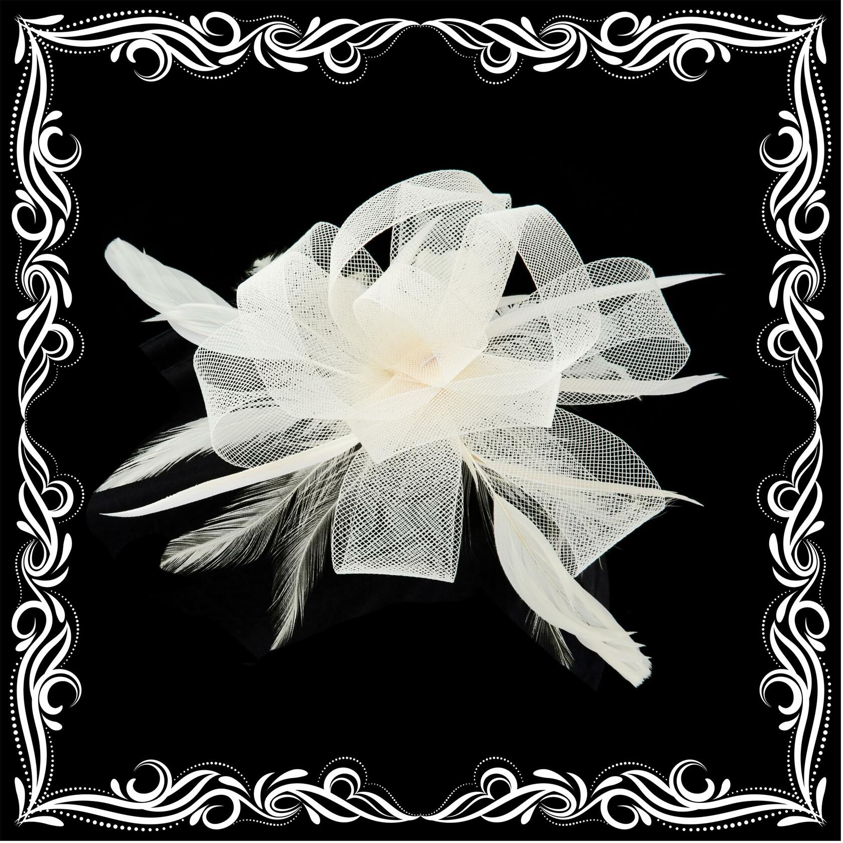 globazoe Fascinator Derby Hat Women Vintage Headband Hair Accessory Beige