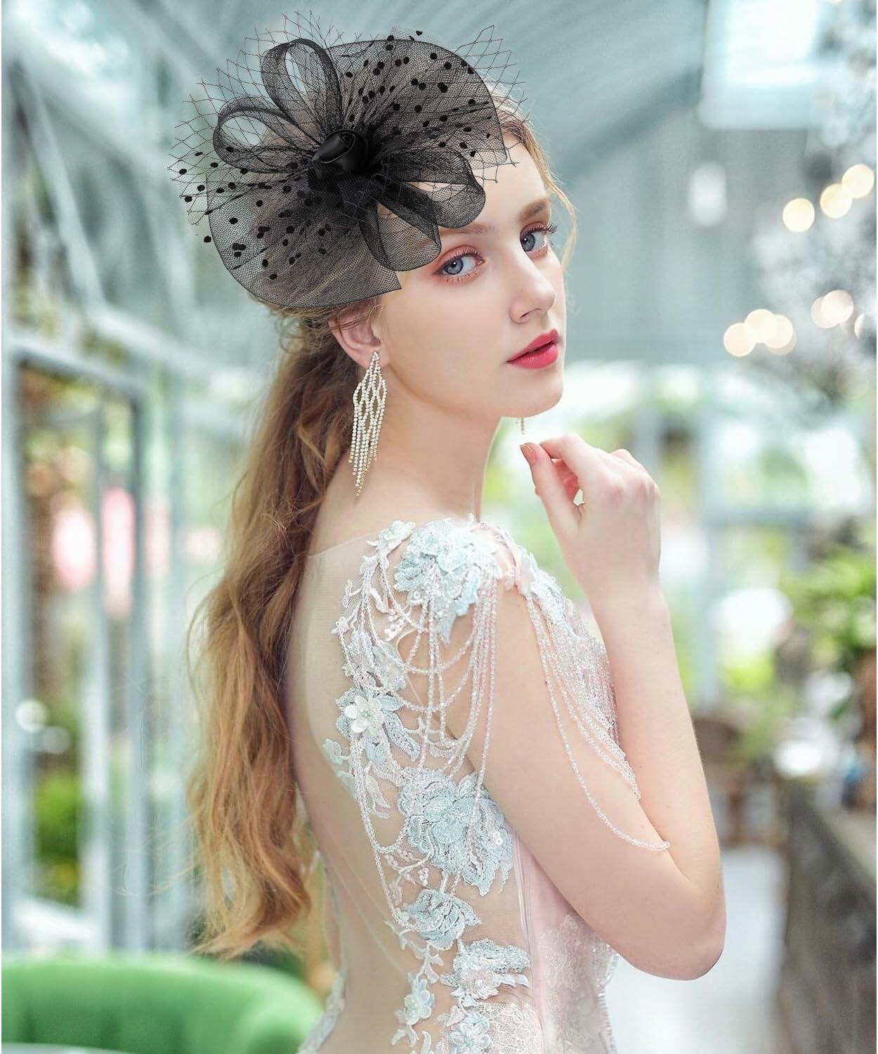 Unpifolov Fascinators Feather Headband Wedding Tea Party Black