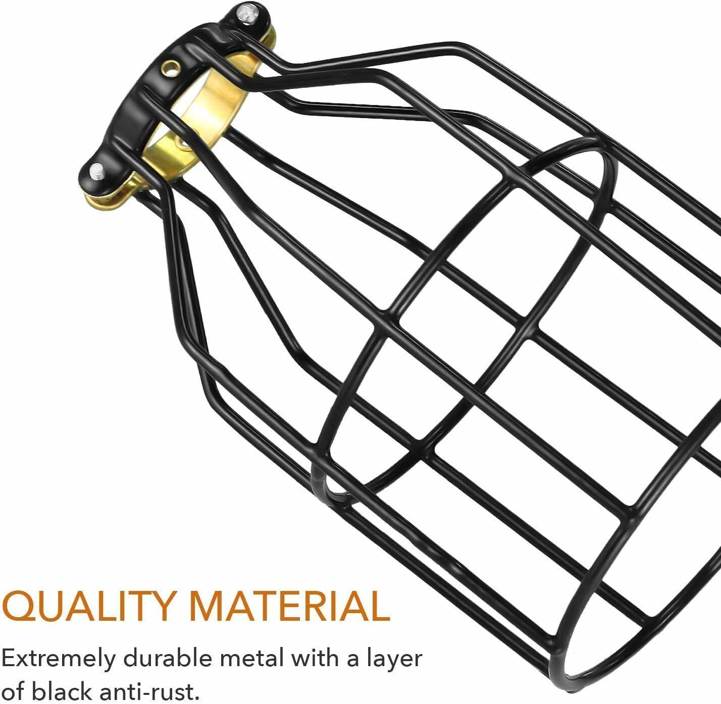 Metal Industrial Adjustable Clamp Lamp Cage Pendant Light Shade Black 1 Pack