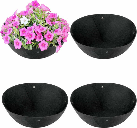 9Pcs 12" Round Hanging Basket Liners Felt Planter Insert for Garden Pots