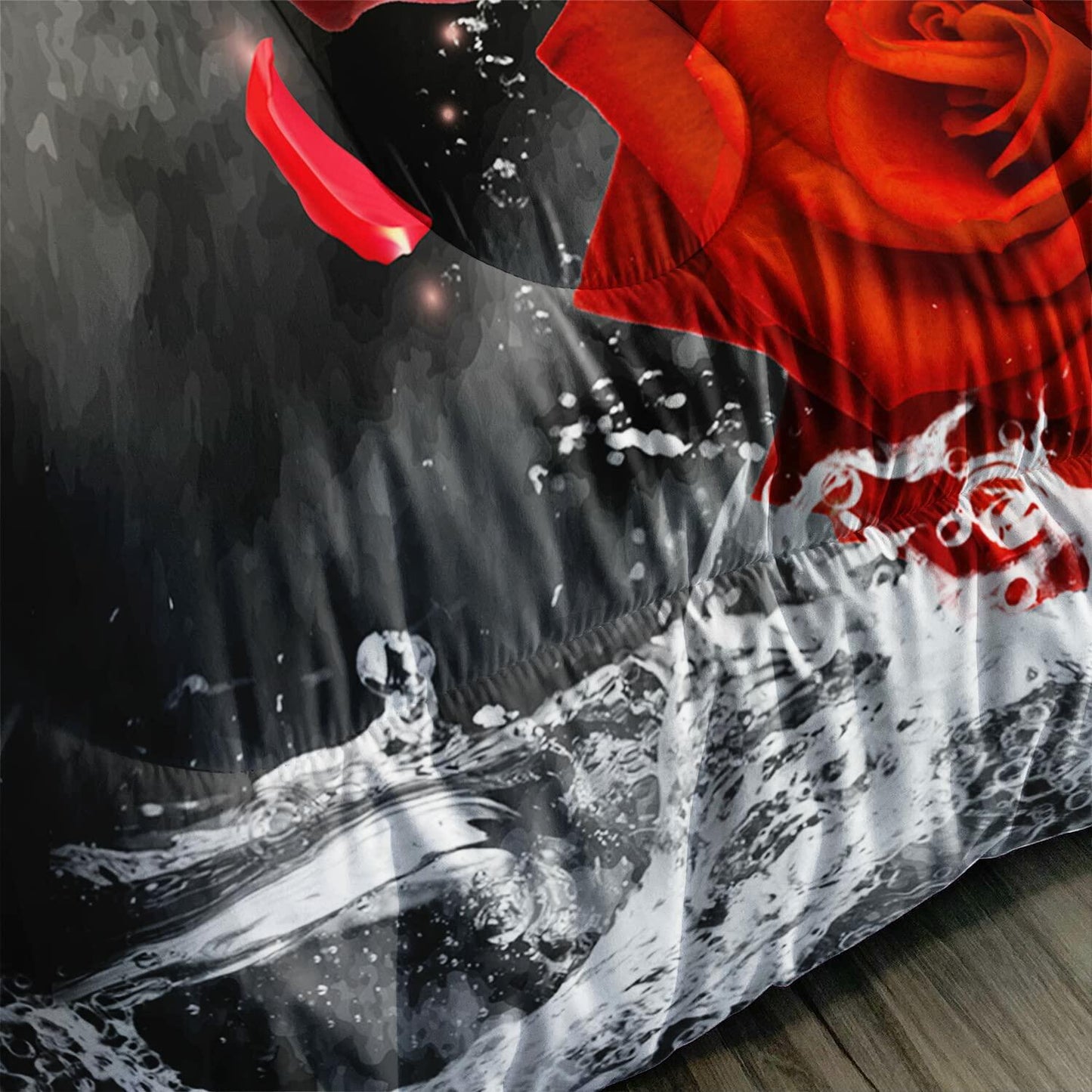 AILONEN 3D Oil Painting Red Rose Comforter Set Twin Size 3 Pieces