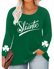 QAUN Plus Size St Patricks Day Shamrock Graphic Tee Women Green Size 4XL