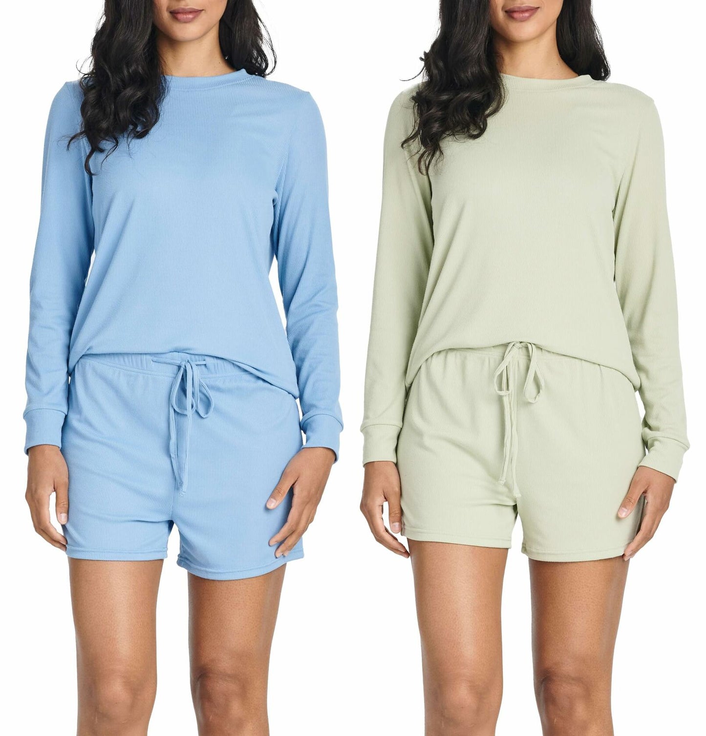 Plus Size 2 Pack Women's Summer Lounge Pajama Sets Casual Knit Shorts 3X