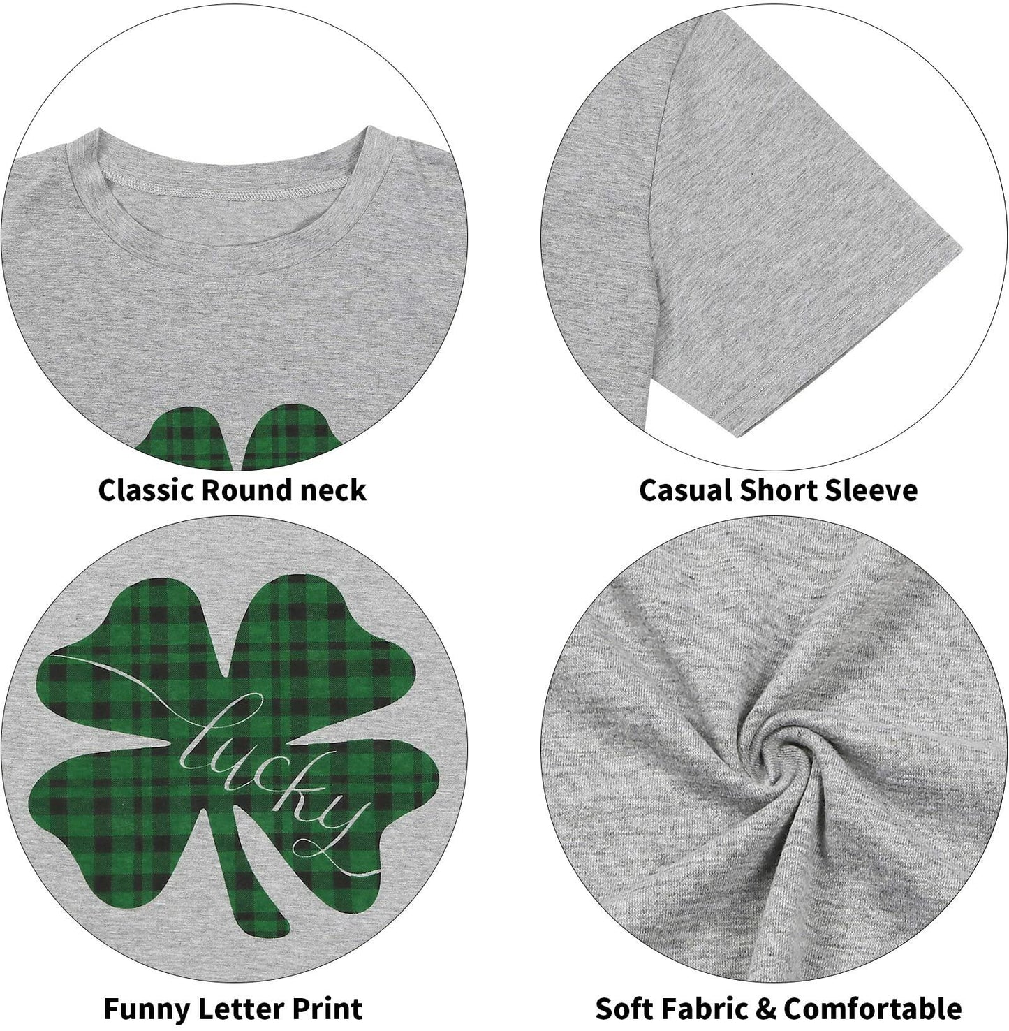 Gray St Pattys Day Shirt Women Lucky Clover Funny St Patrick's Day Tee XL