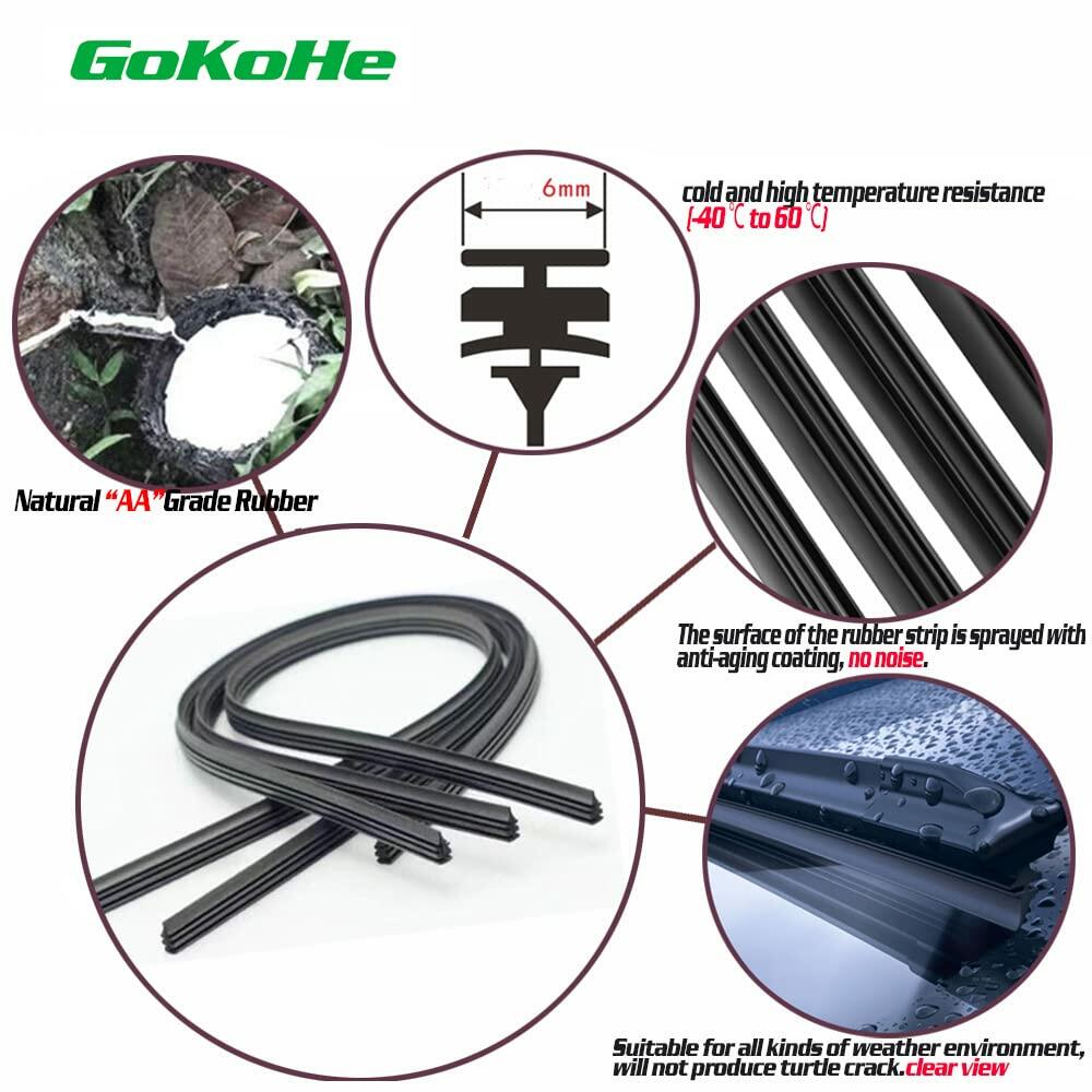 GoKoHe Windshield Wiper Blades 21"+20" for Honda CR-V Dodge Dakota PT Cruiser