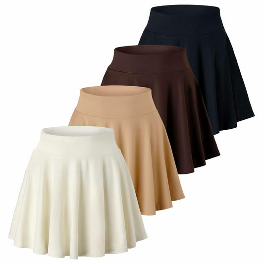 4-Pack Women's Plus Size Pleated Mini Skirts Skater Flowy High Waist Size 3X