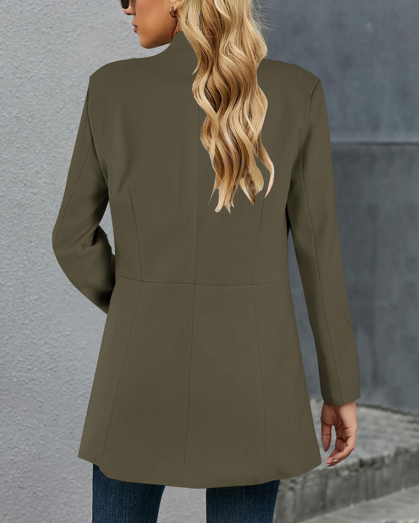 Grlasen Women's Wool Pea Coat Lapel Slim Fit Winter Jacket Size M