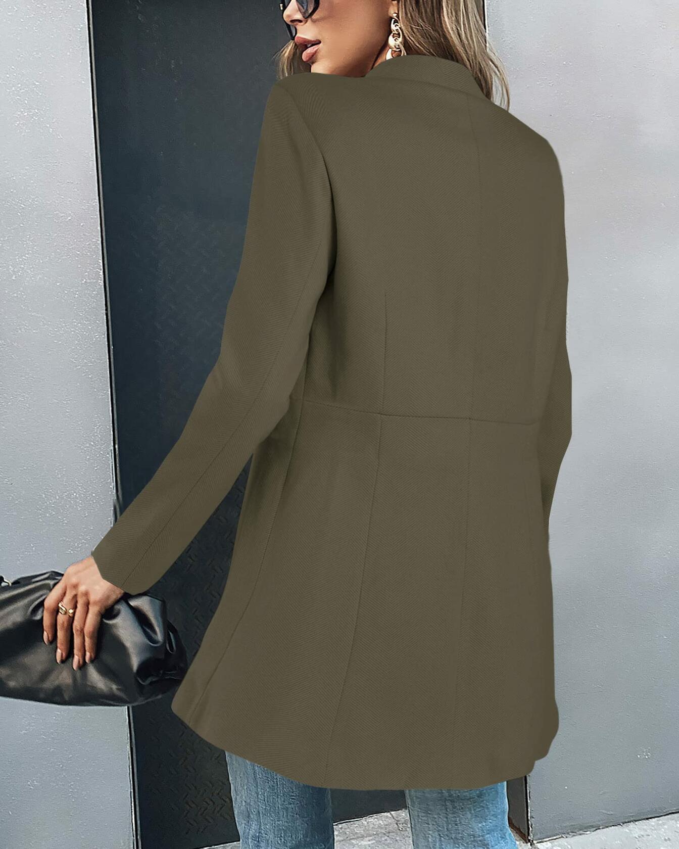 Grlasen Women's Wool Pea Coat Lapel Slim Fit Winter Jacket Size M