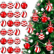 Chuangdi Christmas Ball Ornaments Striped Polka Dots 2.36'' 24 Pcs