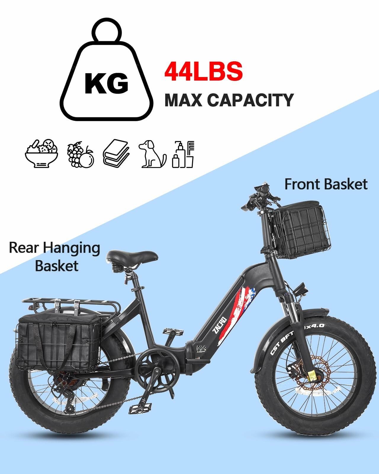 Bike Basket Front Folding Metal Quick Release Large Removable Liner Bag