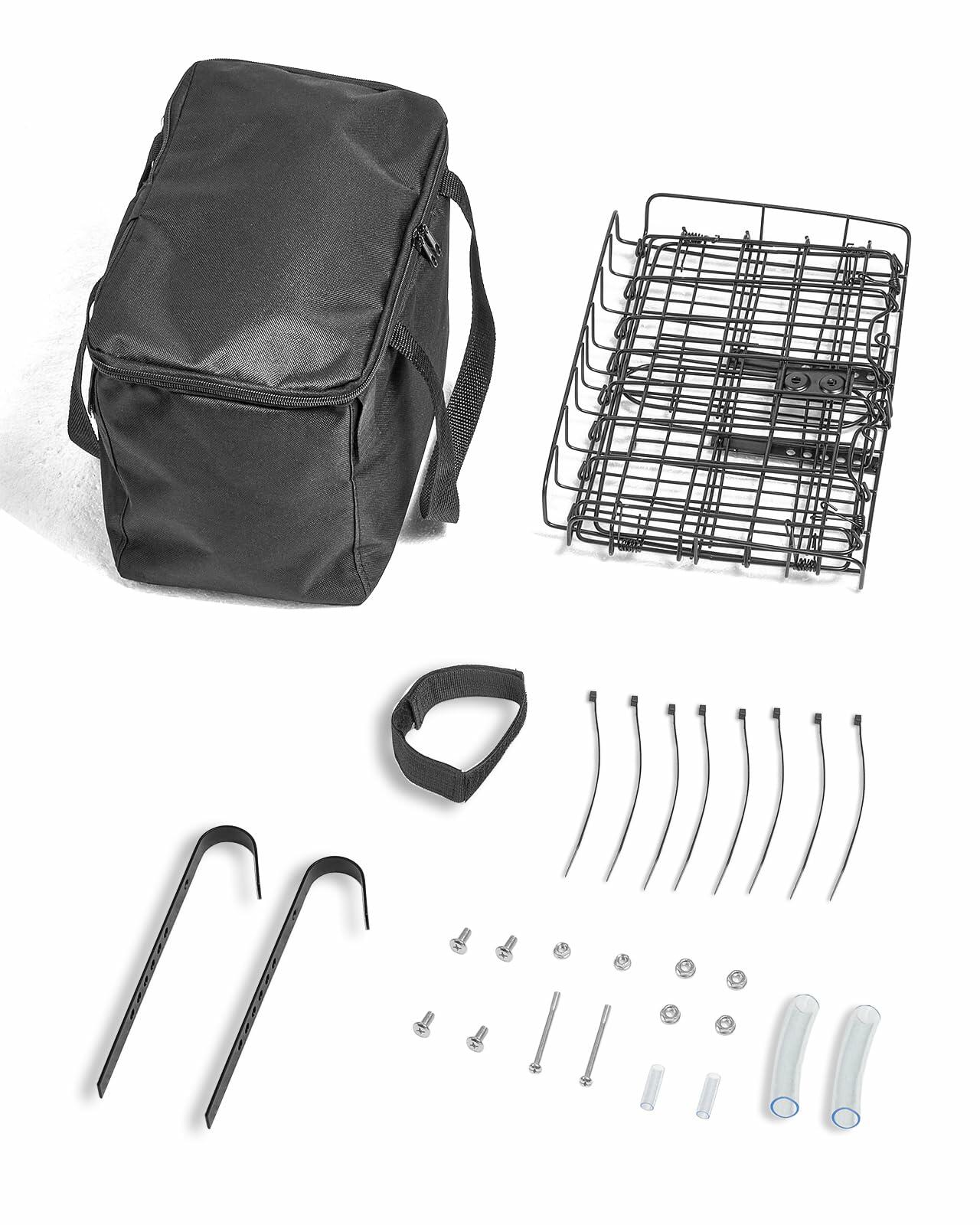 Bike Basket Front Folding Metal Quick Release Large Removable Liner Bag