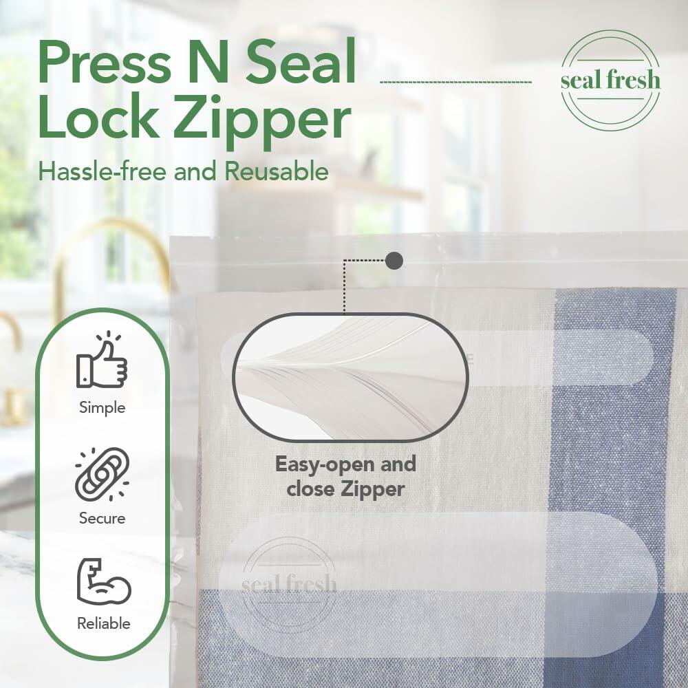 Seal Fresh 5 Gallon Plastic Storage Bags 18x24 Clear XXL 15 Count