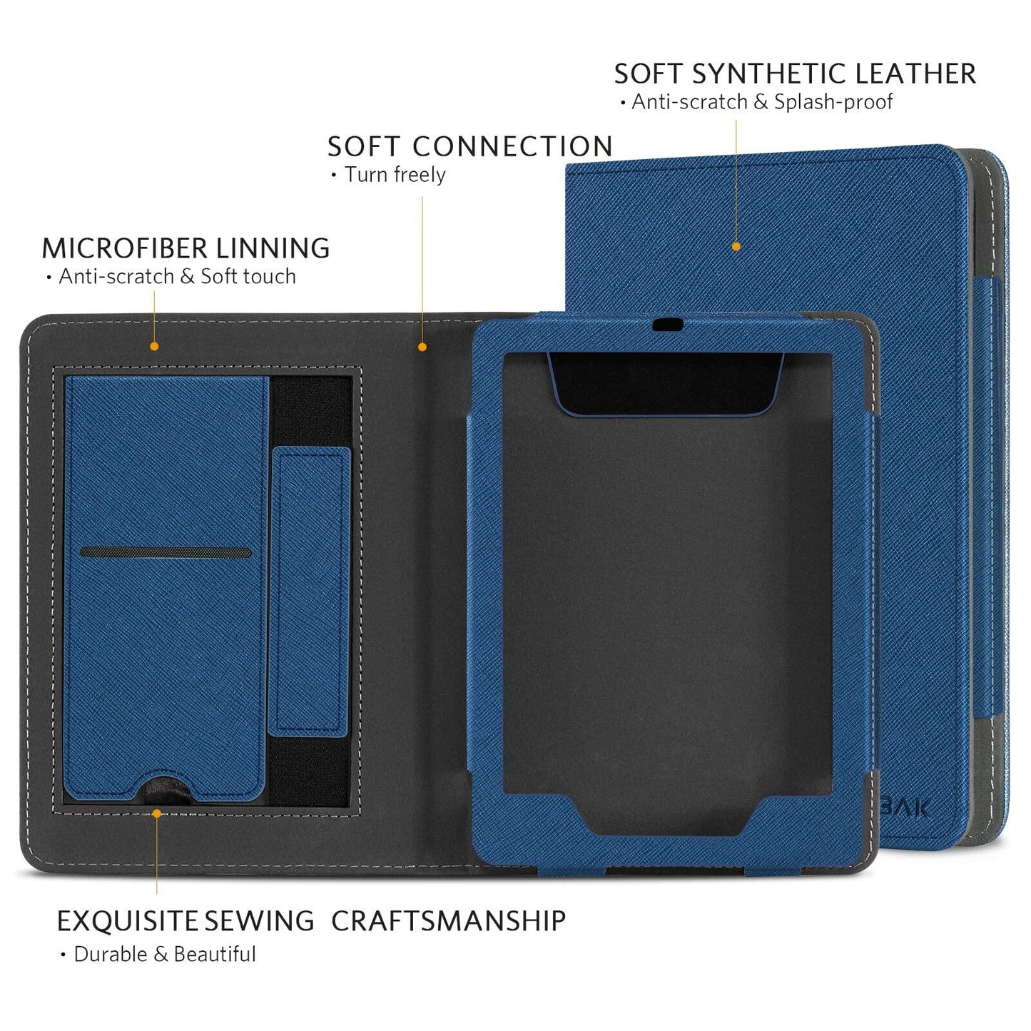 CoBak Kindle Paperwhite 11th Gen 6.8" PU Leather Case Stand Black