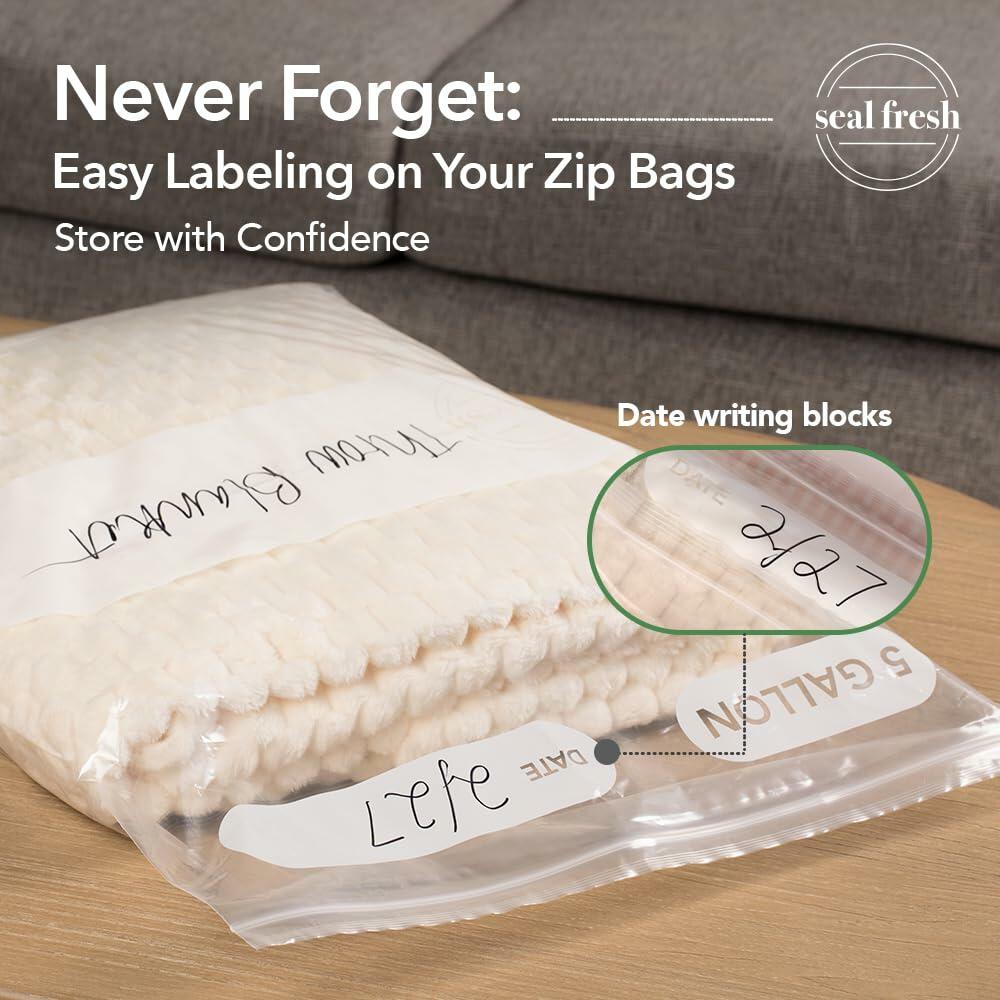 Seal Fresh 5 Gallon Plastic Storage Bags 18x24 Clear XXL 15 Count