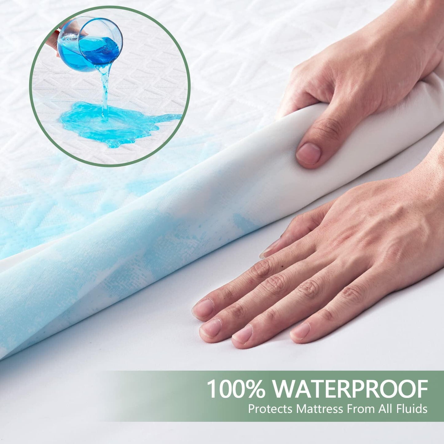 Premium 100% Waterproof Mattress Protector King Size 8''-21'' Deep Pocket White