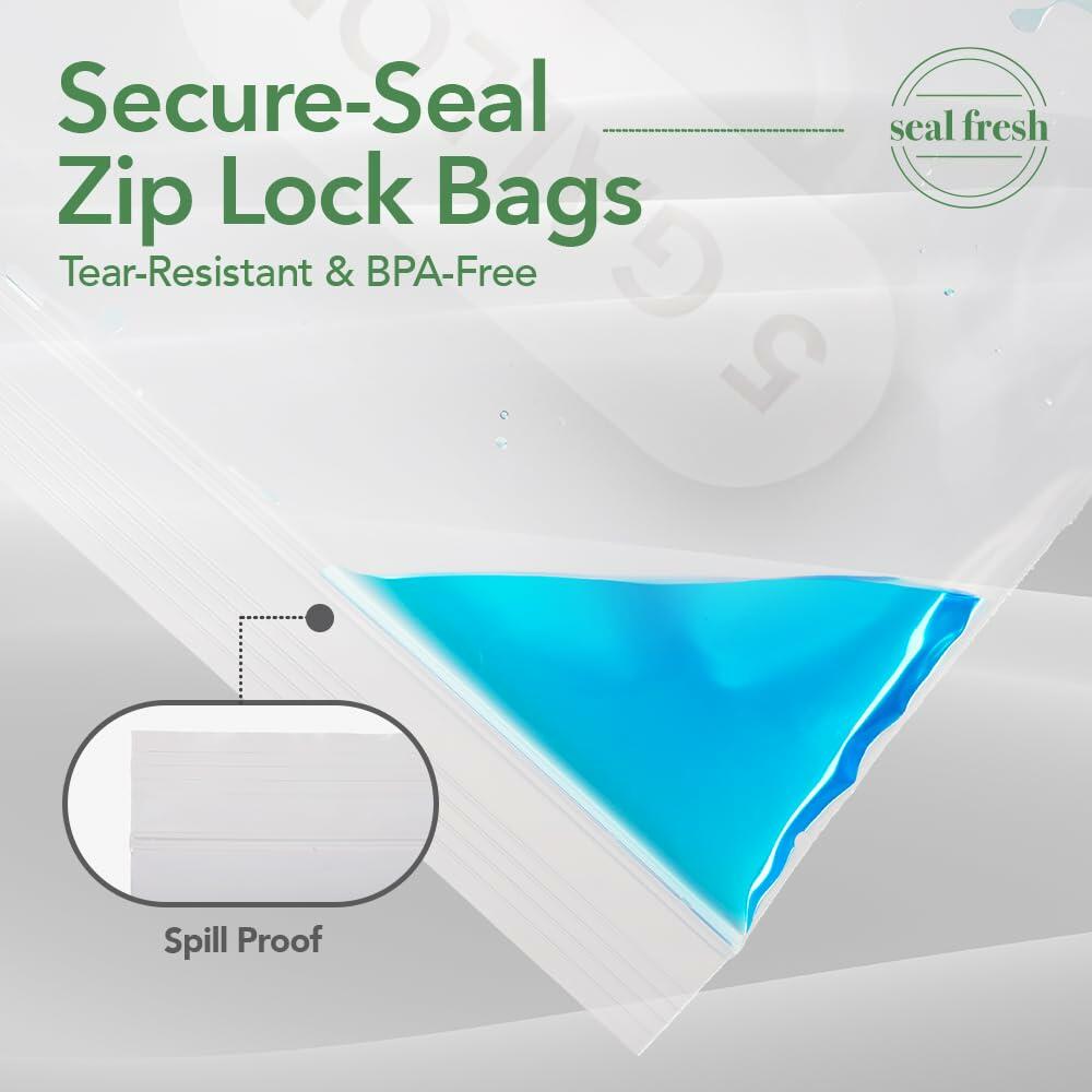 Seal Fresh 5 Gallon Plastic Storage Bags 18x24 Clear XXL 15 Count