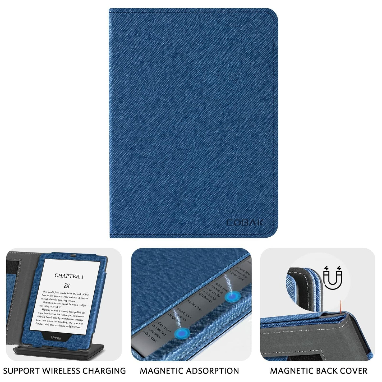 CoBak Kindle Paperwhite 11th Gen 6.8" PU Leather Case Stand Black