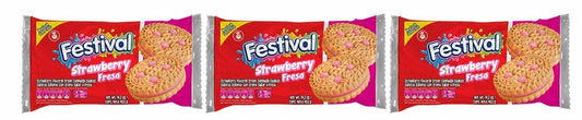 BestBy07/25 FESTIVAL Strawberry Sandwich Cookies Natural Dyes Low Sodium 14.6oz
