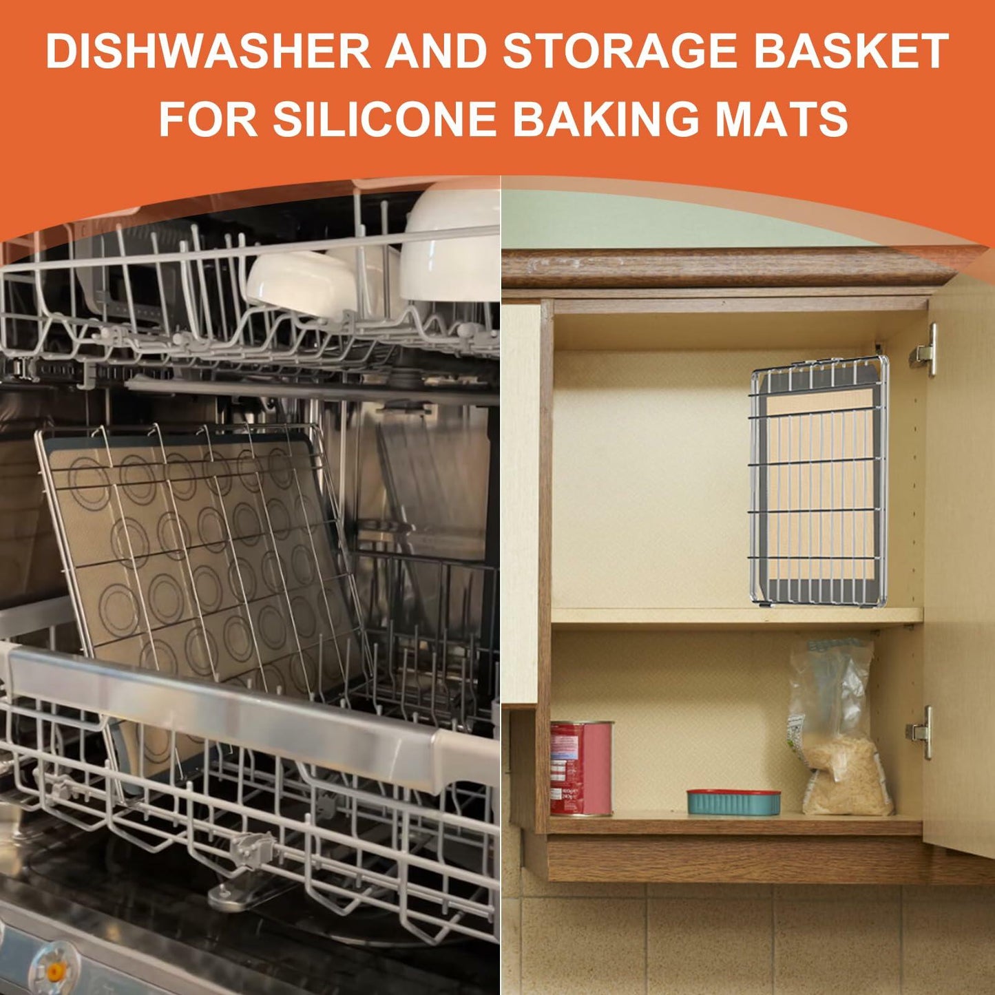 Dishwasher Basket for Silicone Baking Mats, Lids, Hot Pads & More Storage