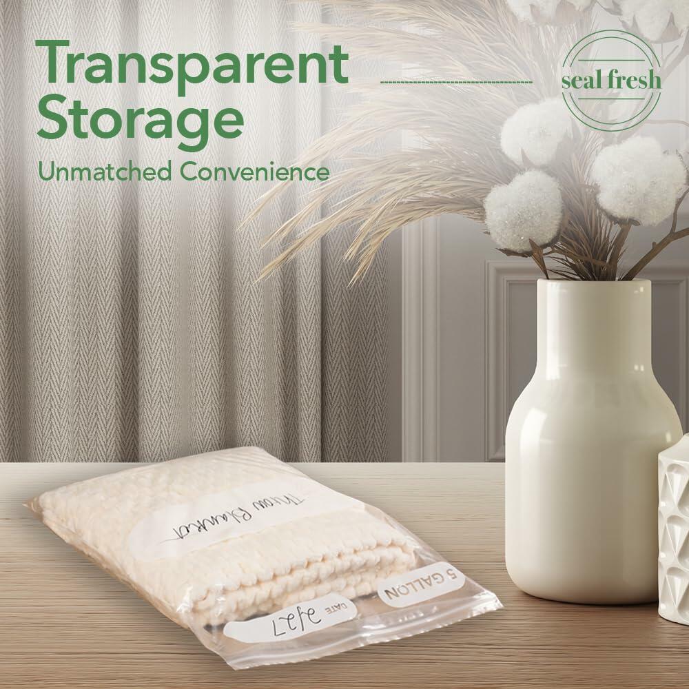 Seal Fresh 5 Gallon Plastic Storage Bags 18x24 Clear XXL 15 Count