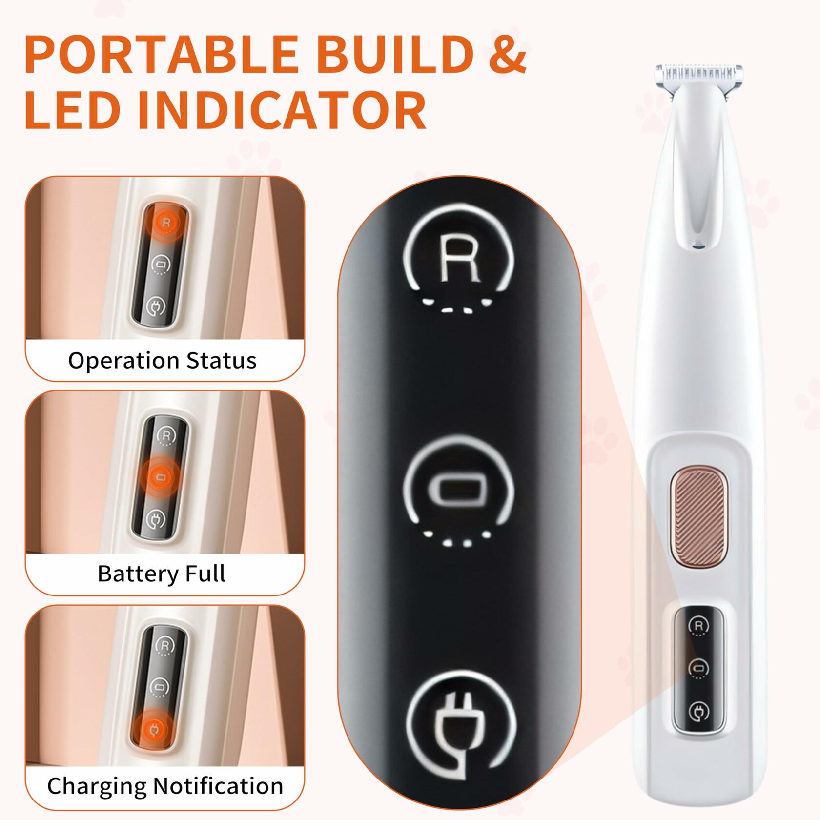 KZOCEM Pet Micro Precision Trimmer LED Light Rechargeable Waterproof Clippers